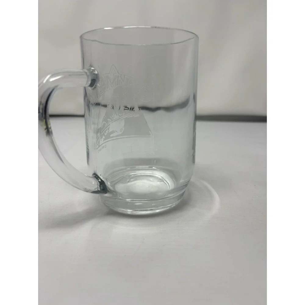 1991 Joe Camel Cigerettes Luminarc Clear Glass 16 oz Mug Etched Billiards Pool